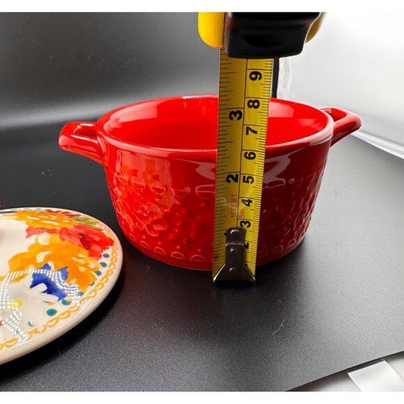 The Pioneer Woman 2.5 Qt Stoneware Casserole Dish w/ Lid Fiona Pattern Red - Picture 5 of 12